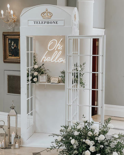 Vintage metal enclosed telephone box audio guestbook