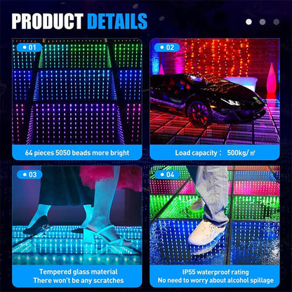 Infinity glass LED dance floor for events