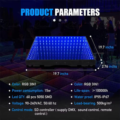Infinity glass LED dance floor for events