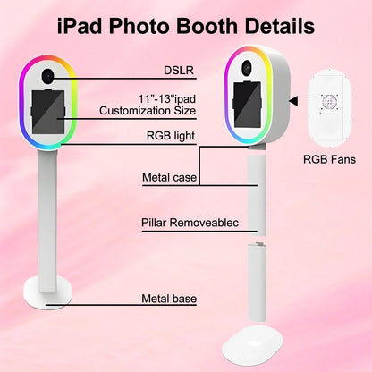 Premier Metal DSLR & iPad Selfie Pod Photo Booth with LED Ring Light