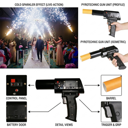 Mini handheld cold spark gun for events