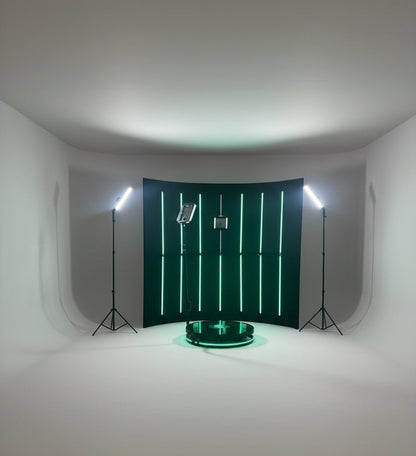 Infinity Glass LED 360 Photo Booth - Spinning Video Booth with Flight Case