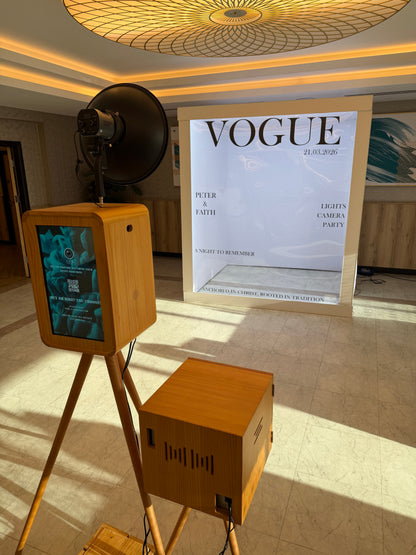 Vogue magazine-style photo booth enclosure