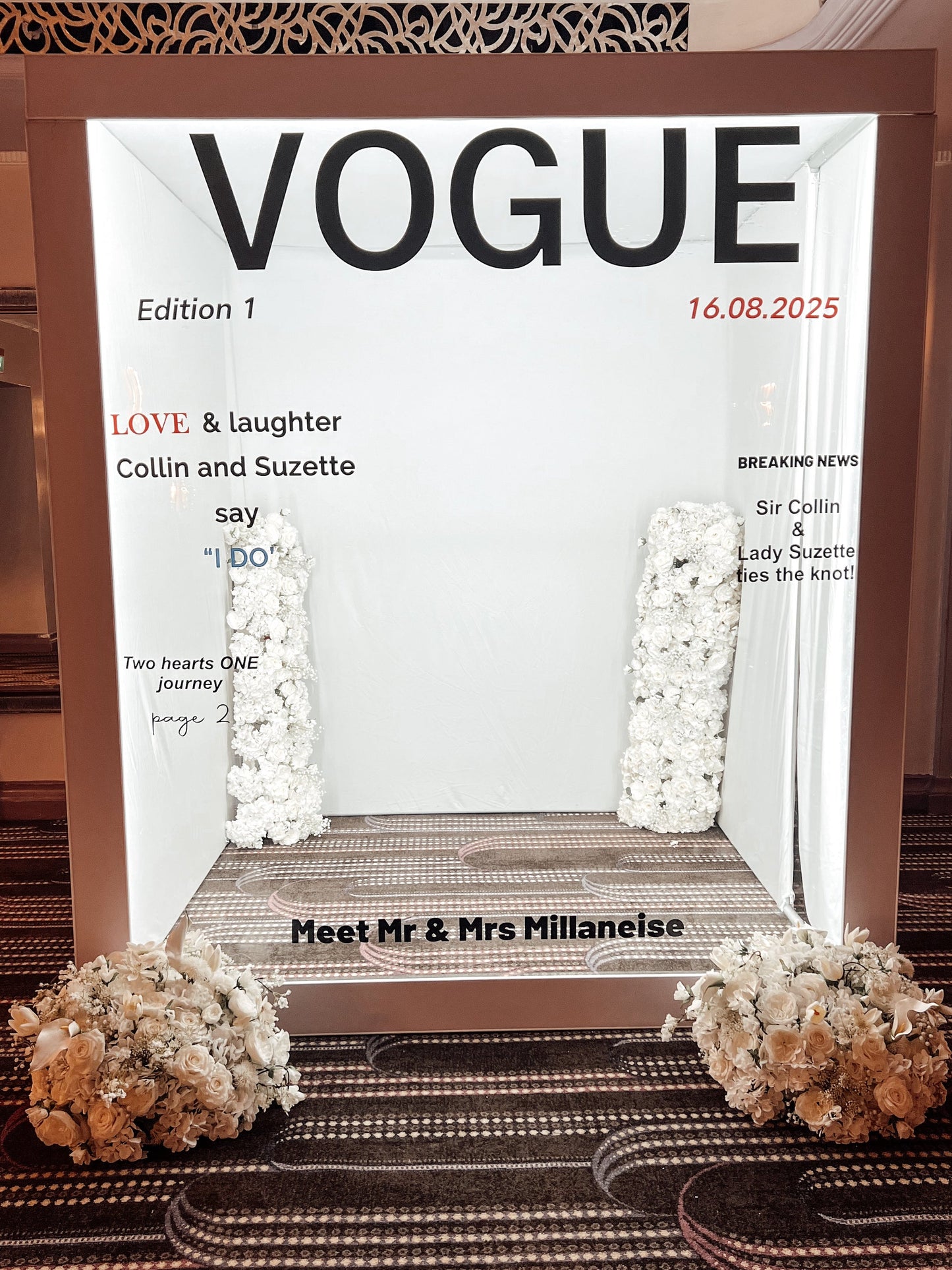 Vogue magazine-style photo booth enclosure