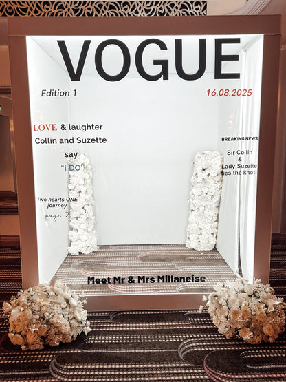 Vogue magazine-style photo booth enclosure