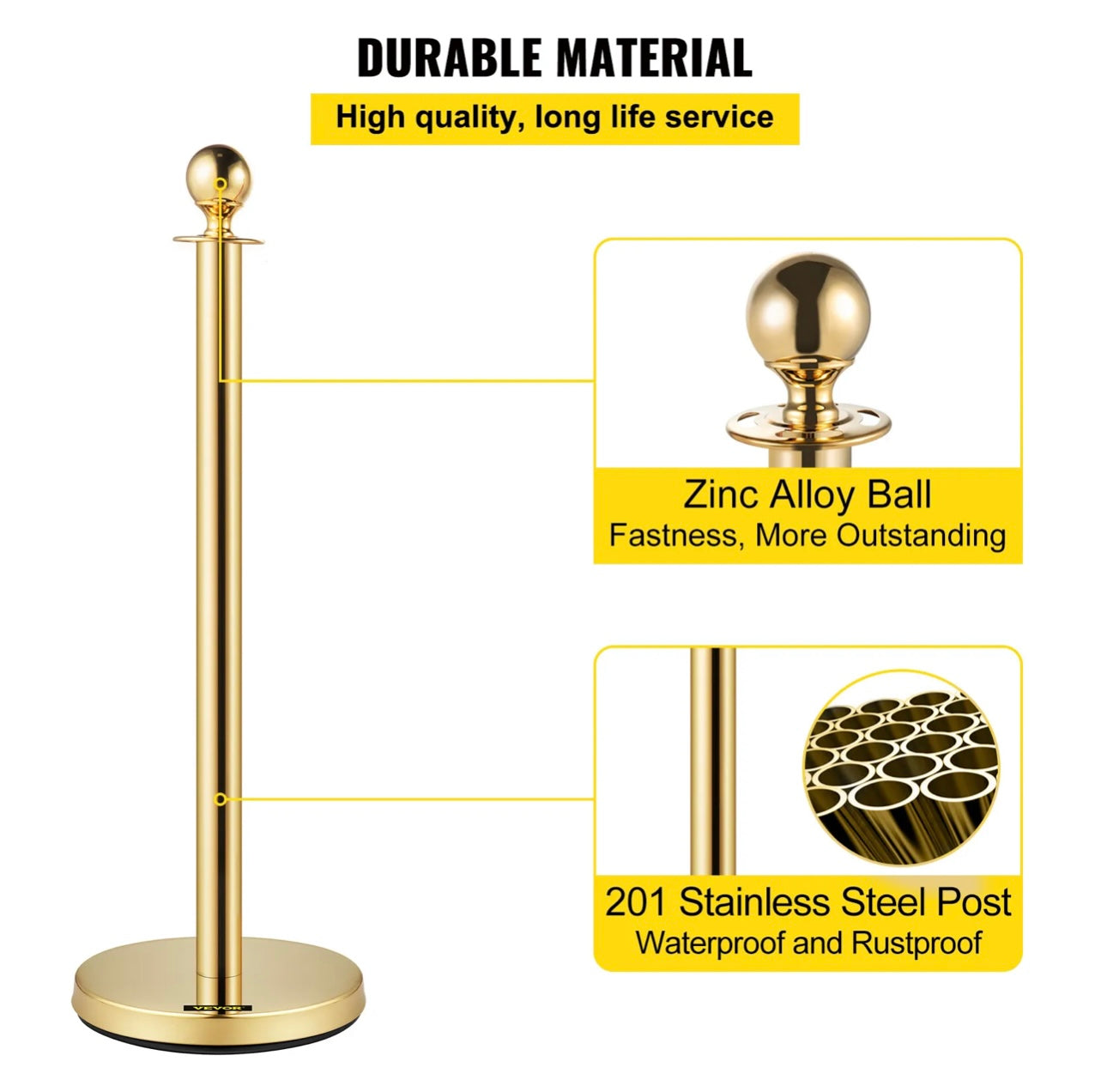 Gold crowd control barriers, posts and stanchions