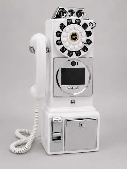 Large vintage turntable audio video guestbook telephone